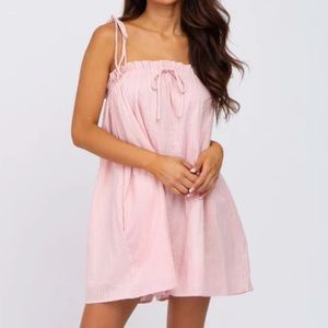 Pink Shoulder Tie Ruffle Square Neck Romper